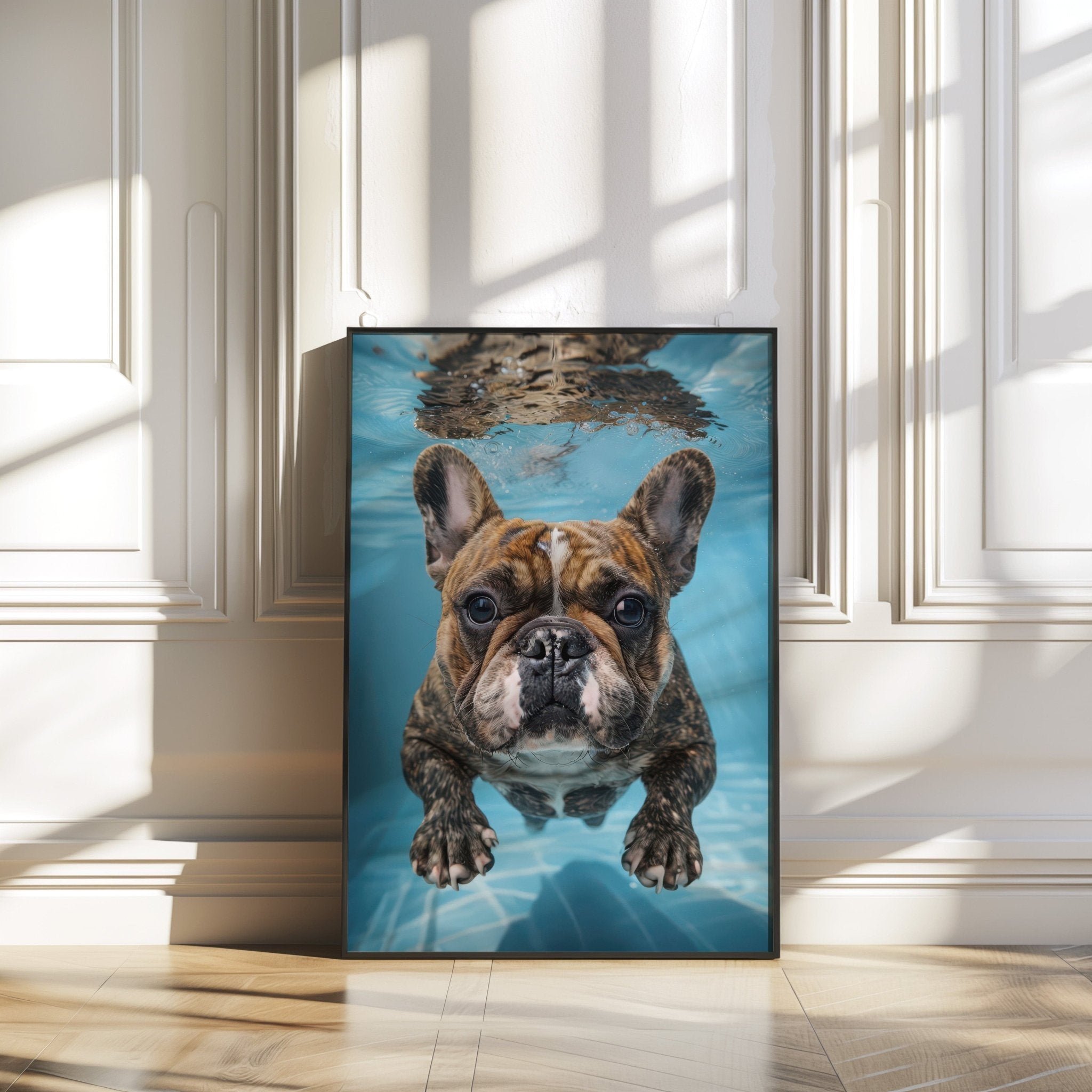 swimming-frenchie-wall-decor-animal-print