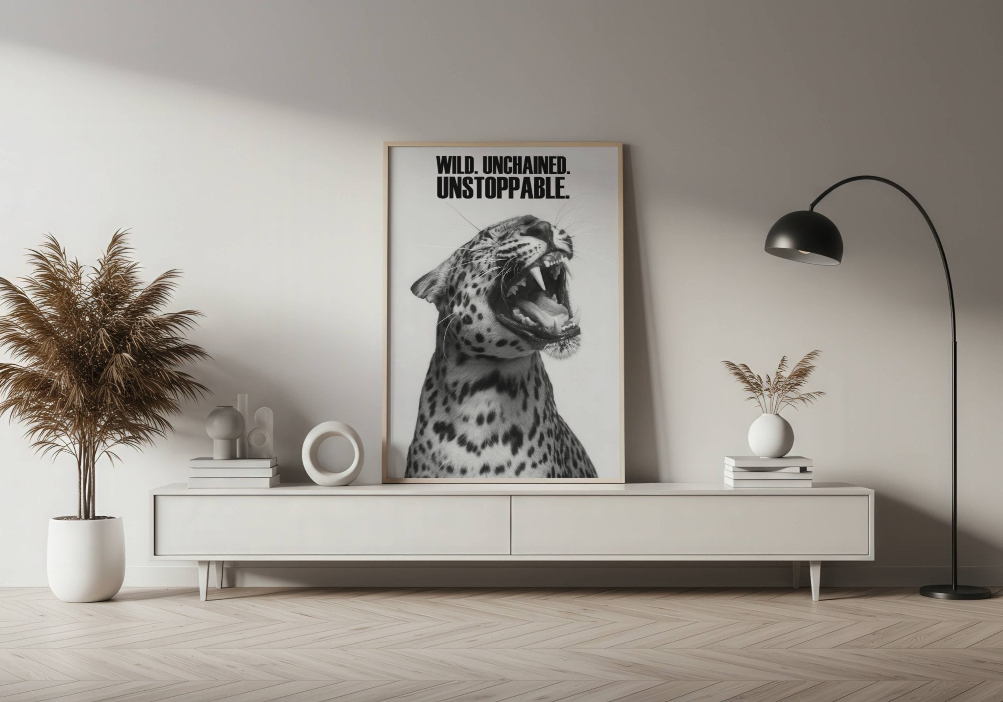 leopard-quote-wall-art-print-wild-unchained-unstoppable-poster