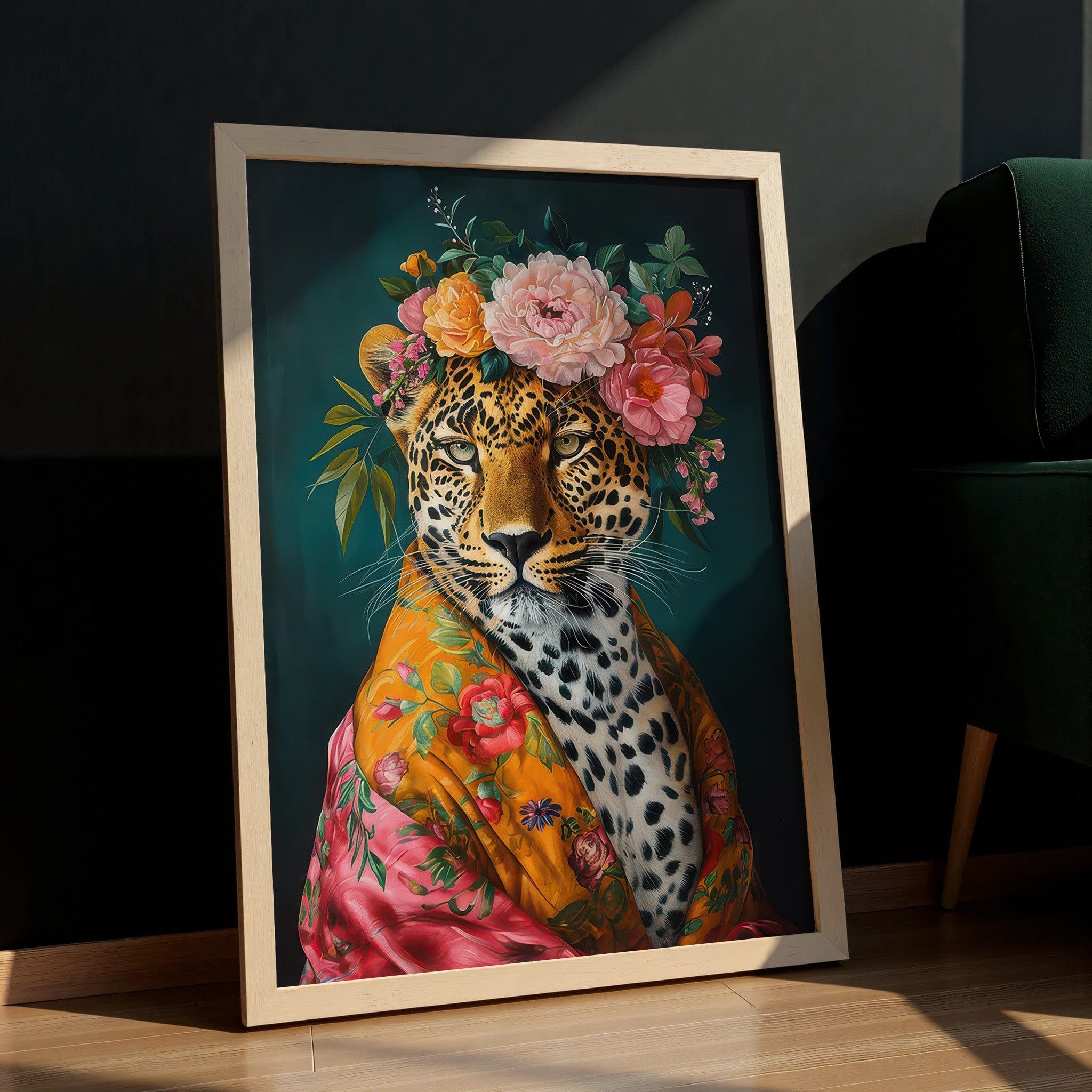 bold-leopard-floral-artwork-living-room
