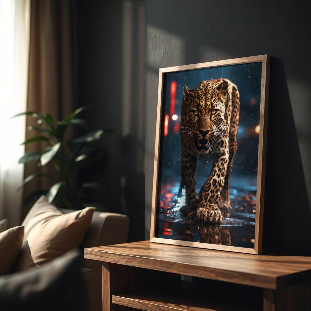 Urban Leopard Wall Art | Night Stalker Jungle Cat Print
