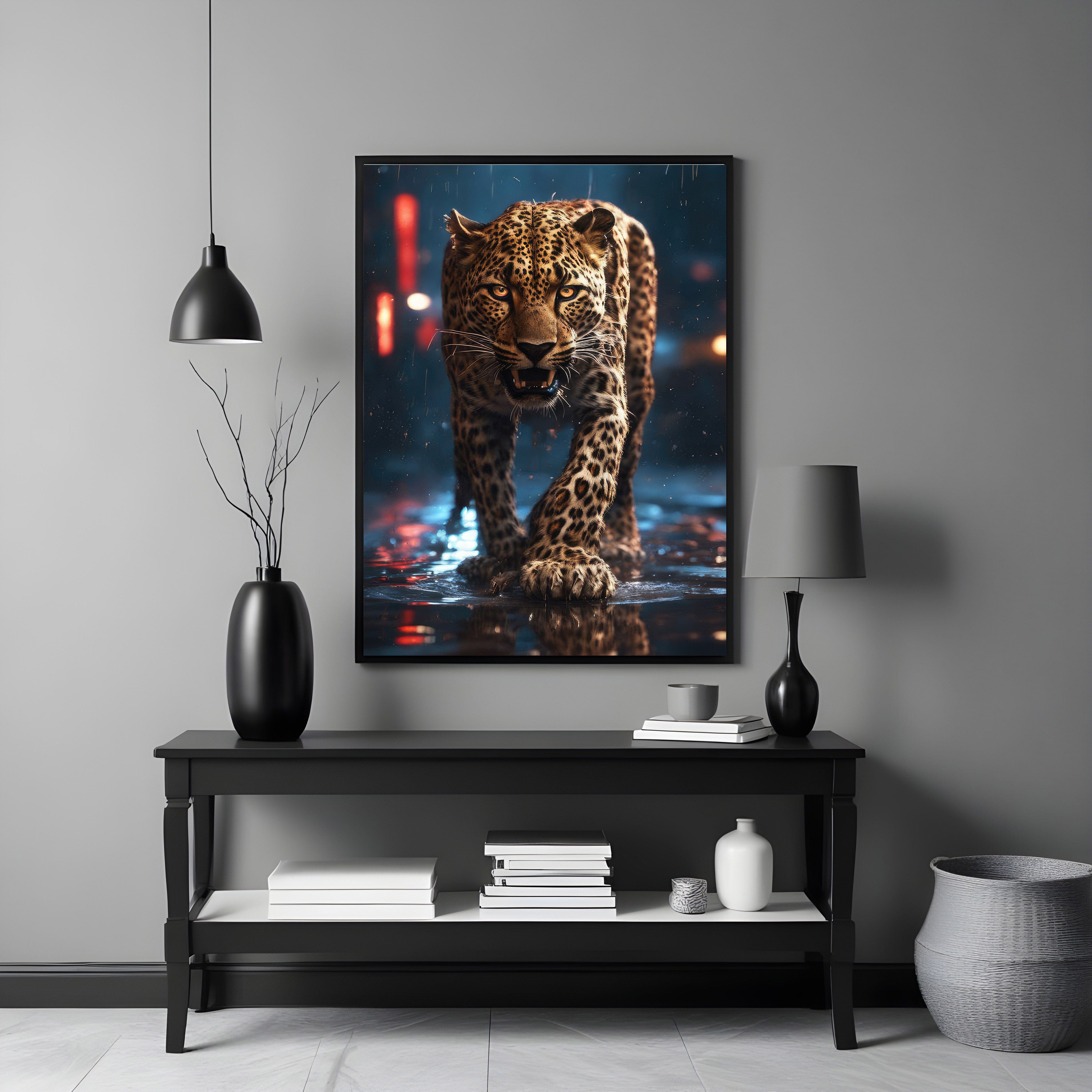Urban Leopard Wall Art | Night Stalker Jungle Cat Print