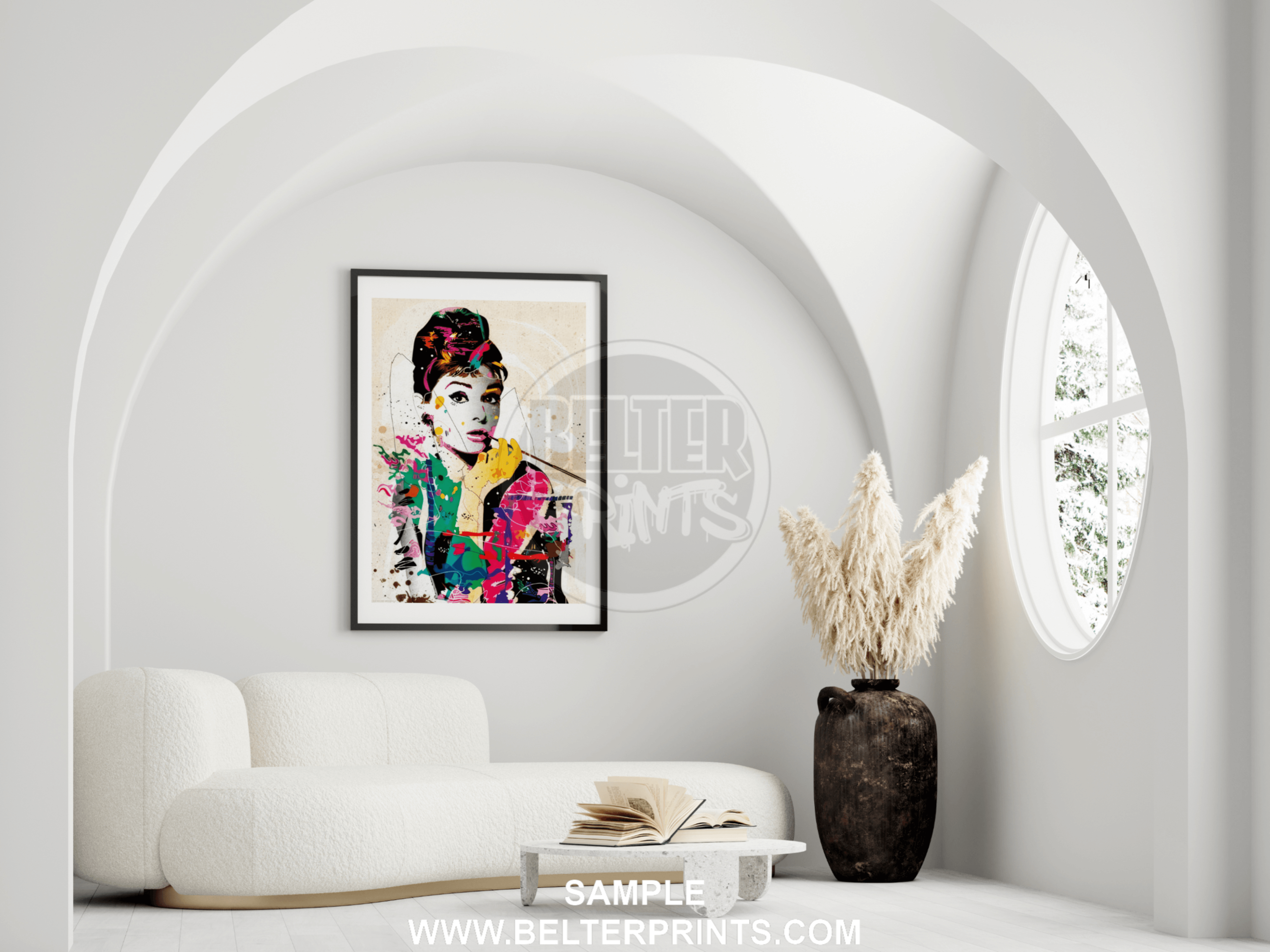 vibrant Audrey Hepburn pop art print