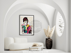 vibrant Audrey Hepburn pop art print