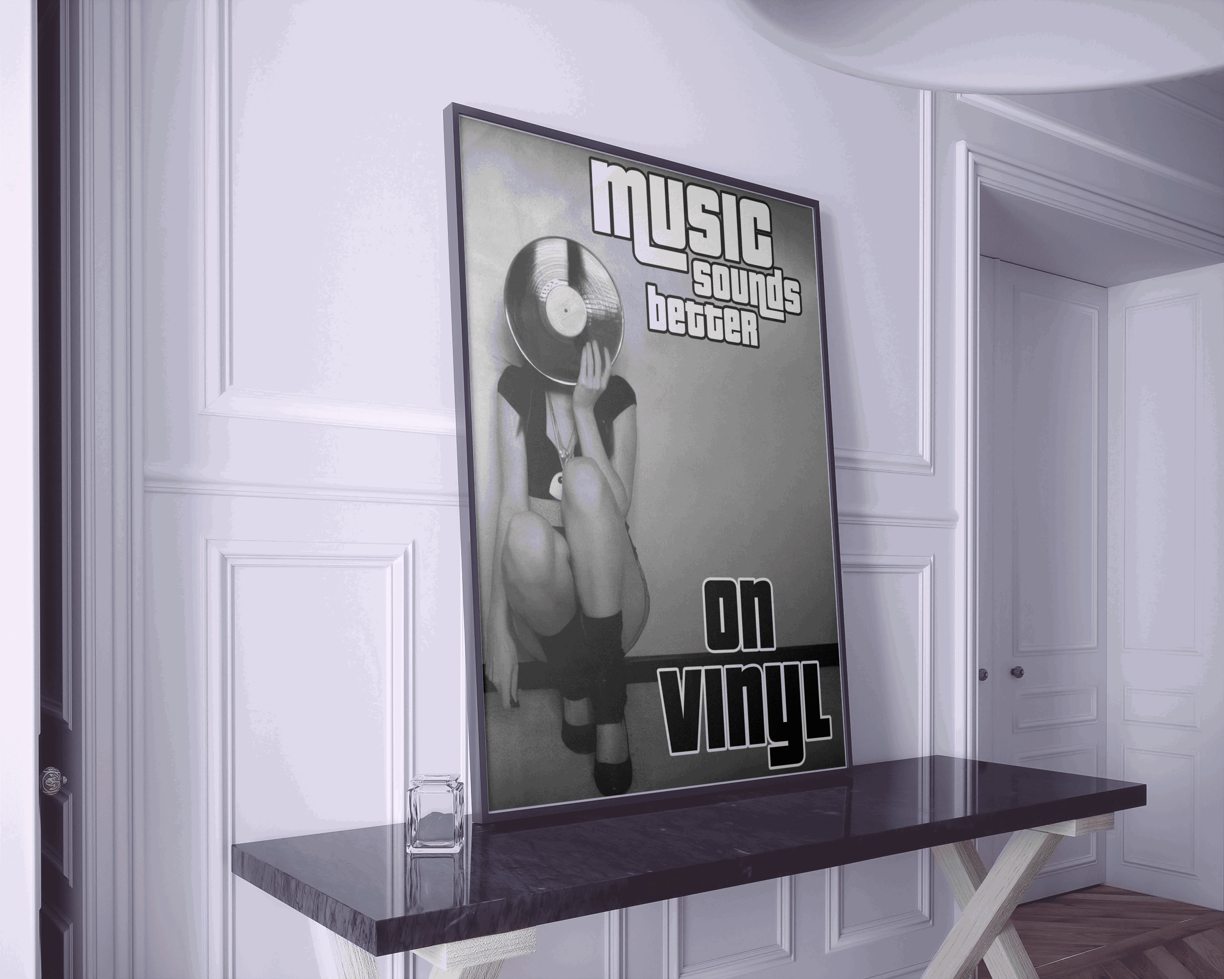 vintage style vinyl artwork, edgy music home decor