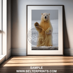 waving-polar-bear-snow-wall-art-print-decor