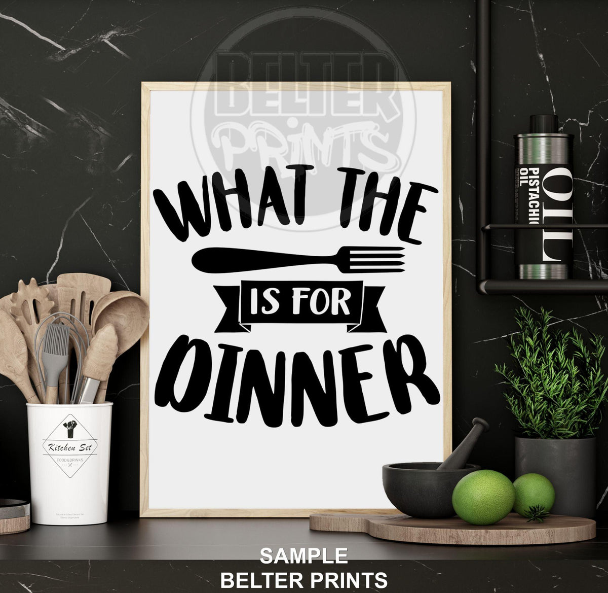 what the fork is for dinner print, funny kitchen wall art,